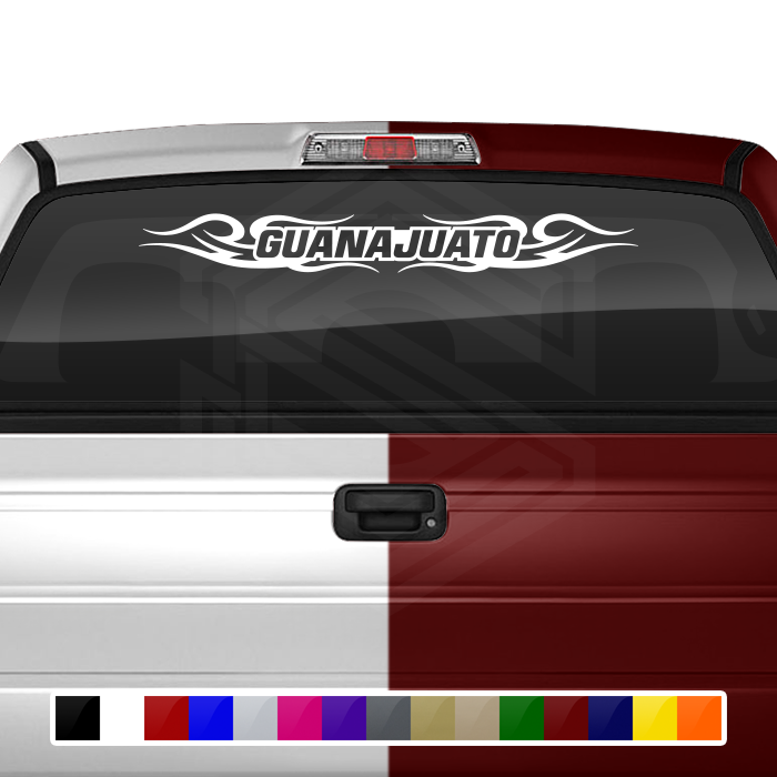 #122 GUANAJUATO GTO Mexico Decal Sticker Windshield Window Vinyl Graphic Banner Decoration Tribal Swirl Design 36"x4.25"+