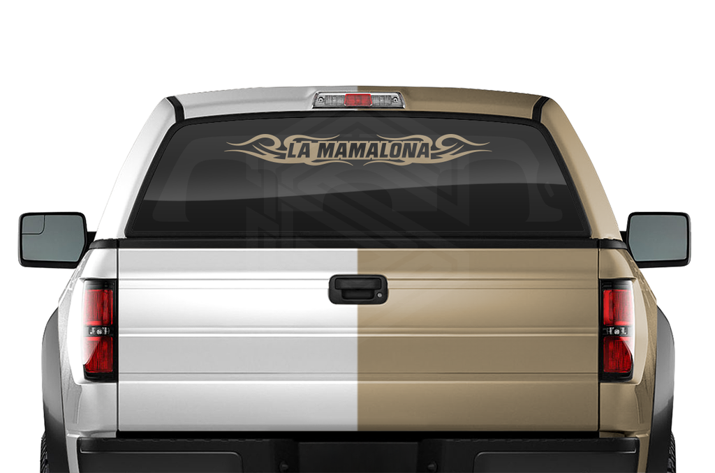 #122 LA MAMALONA Decal Sticker Windshield Window Vinyl Graphic Banner Decoration Tribal Swirl Design 36"x4.25"+