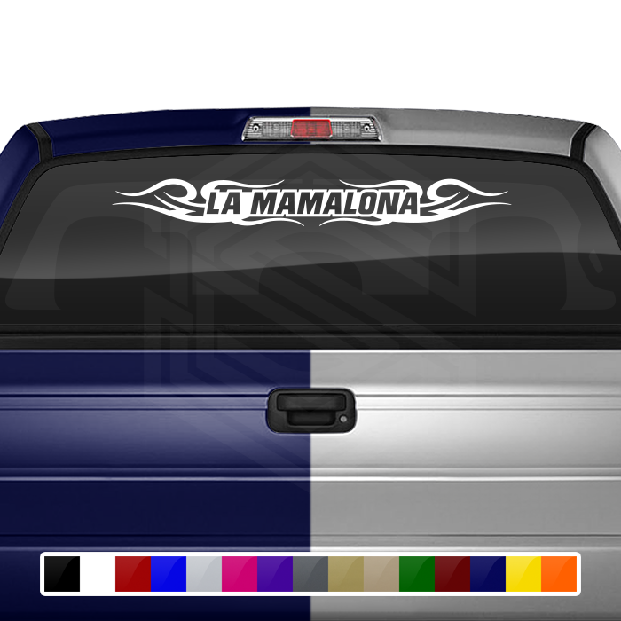 #122 LA MAMALONA Decal Sticker Windshield Window Vinyl Graphic Banner Decoration Tribal Swirl Design 36"x4.25"+