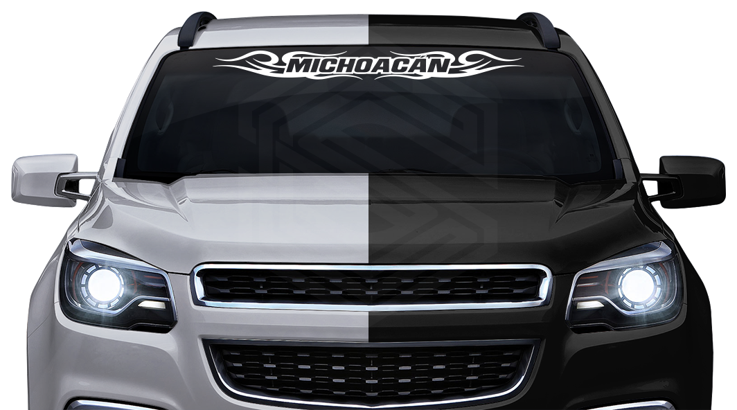 #122 MICHOACÁN MICH Mexico Decal Sticker Windshield Window Vinyl Graphic Banner Decoration Tribal Swirl Design 36"x4.25"+