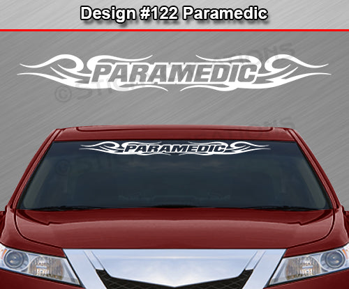 #122 PARAMEDIC Decal Sticker Windshield Window Vinyl Graphic Banner Decoration Flame Swirl Design 36"x4.25"+