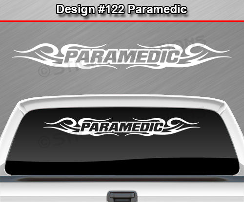 #122 PARAMEDIC Decal Sticker Windshield Window Vinyl Graphic Banner Decoration Flame Swirl Design 36"x4.25"+