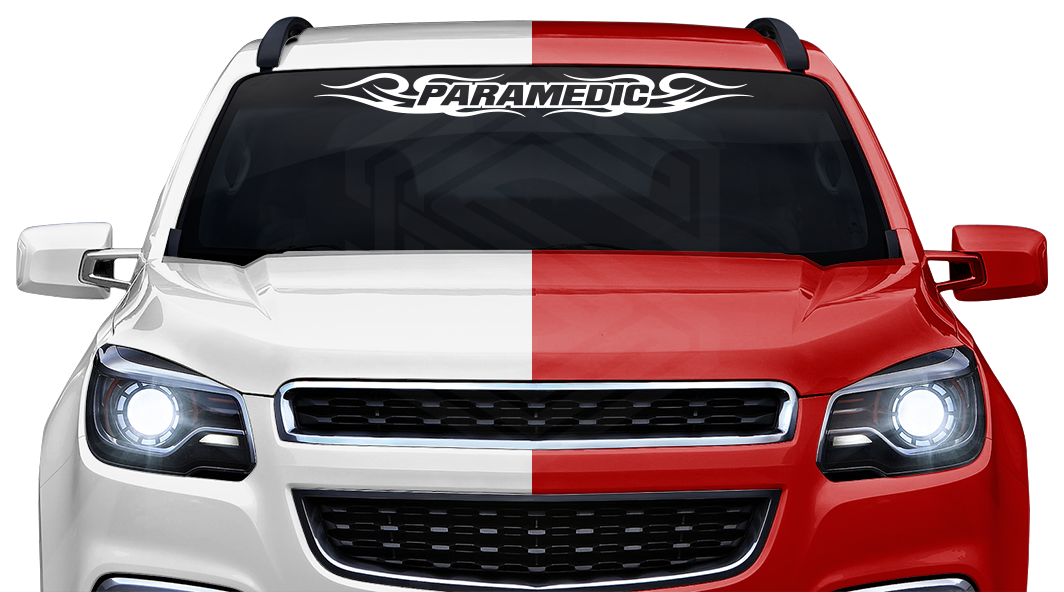 #122 PARAMEDIC Decal Sticker Windshield Window Vinyl Graphic Banner Decoration Flame Swirl Design 36"x4.25"+