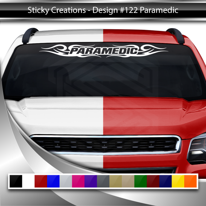 #122 PARAMEDIC Decal Sticker Windshield Window Vinyl Graphic Banner Decoration Flame Swirl Design 36"x4.25"+