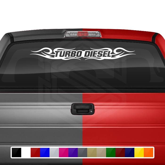 #122 TURBO DIESEL Decal Sticker Windshield Window Vinyl Graphic Banner Decoration Tribal Swirl Design 36"x4.25"+