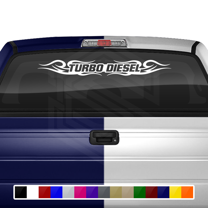 #122 TURBO DIESEL Decal Sticker Windshield Window Vinyl Graphic Banner Decoration Tribal Swirl Design 36"x4.25"+