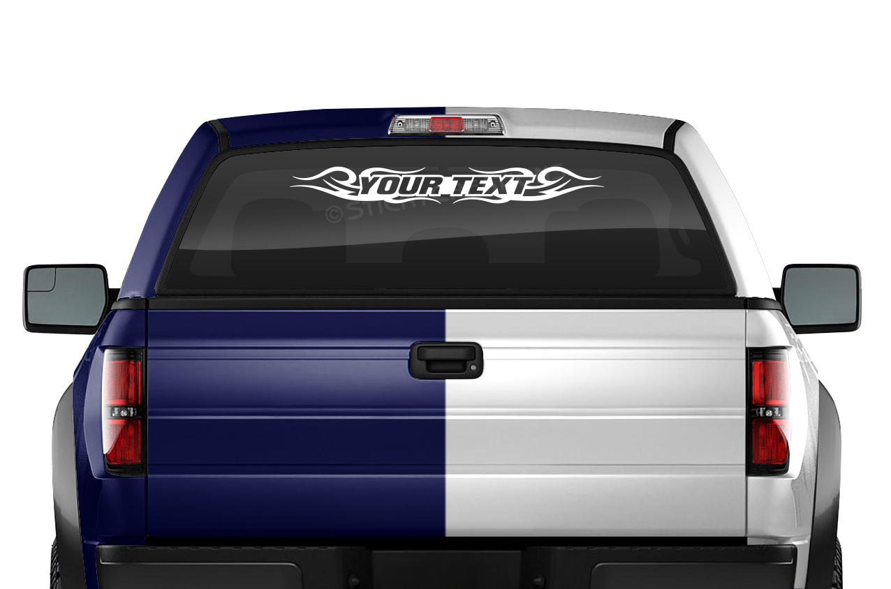 #122 Custom Text Personalized Decal Sticker Windshield Window Vinyl Graphic Banner Decoration Tribal Swirl Design 36"x4.25"+
