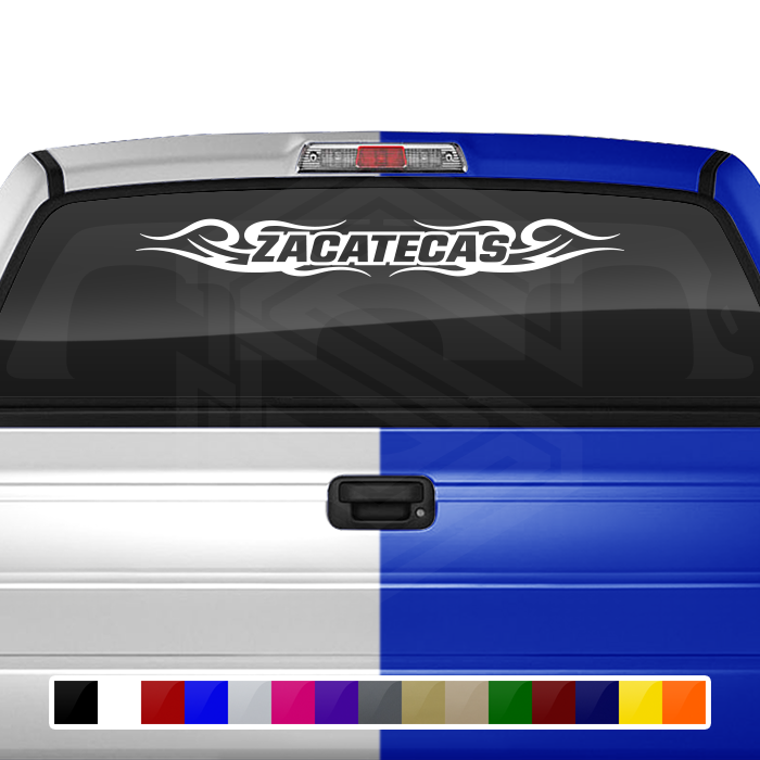#122 ZACATECAS ZAC Mexico Decal Sticker Windshield Window Vinyl Graphic Banner Decoration Tribal Swirl Design 36"x4.25"+