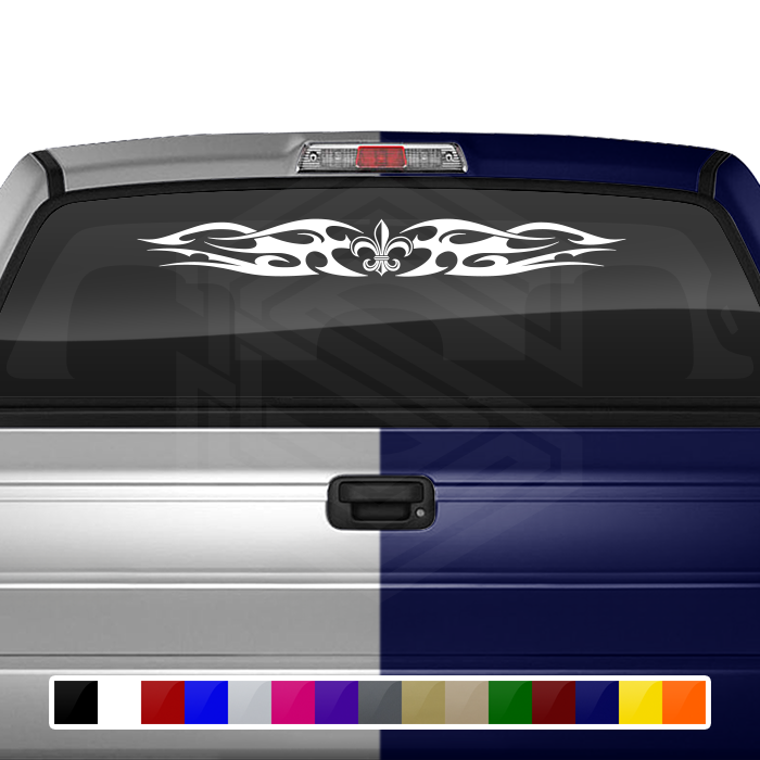 #123 FLEUR DE LIS Decal Sticker Windshield Window Vinyl Graphic Banner Decoration Tribal Flame Design 36"x4.25"+