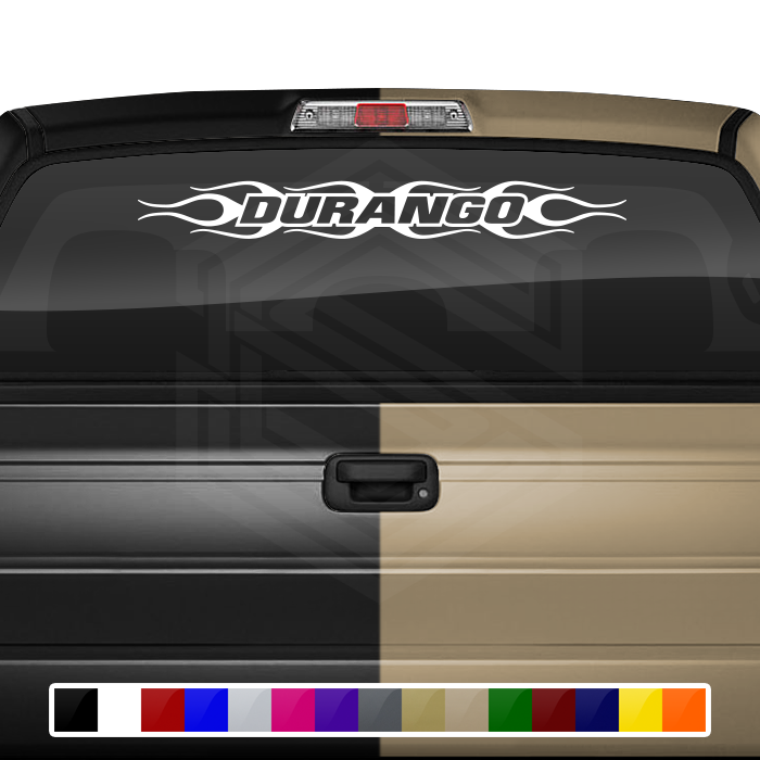 #124 DURANGO DGO Mexico Decal Sticker Windshield Window Vinyl Graphic Banner Decoration Flame Flaming Design 36"x4.25"+
