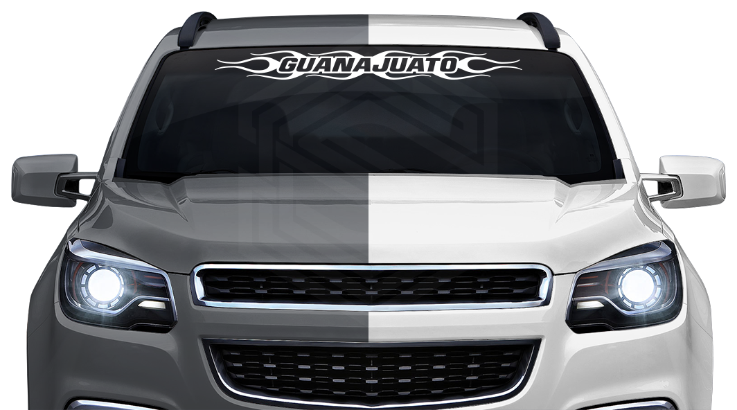 #124 GUANAJUATO GTO Mexico Decal Sticker Windshield Window Vinyl Graphic Banner Decoration Flame Flaming Design 36"x4.25"+