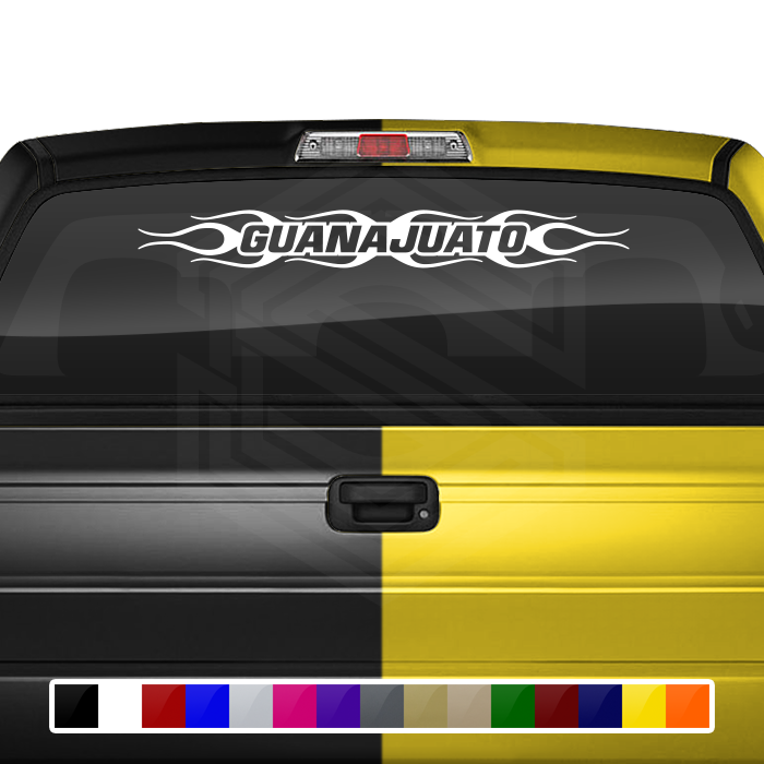 #124 GUANAJUATO GTO Mexico Decal Sticker Windshield Window Vinyl Graphic Banner Decoration Flame Flaming Design 36"x4.25"+