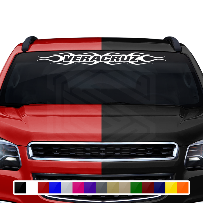 #124 VERACRUZ VER Mexico Decal Sticker Windshield Window Vinyl Graphic Banner Decoration Flame Flaming Design 36"x4.25"+
