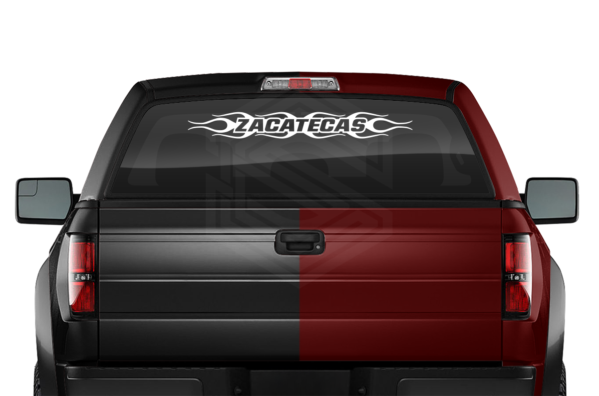 #124 ZACATECAS ZAC Mexico Decal Sticker Windshield Window Vinyl Graphic Banner Decoration Flame Flaming Design 36"x4.25"+