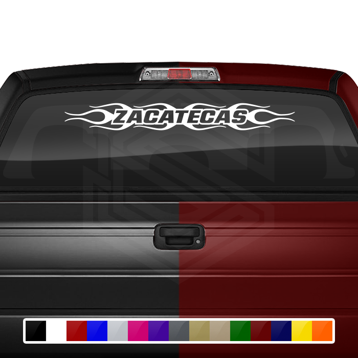 #124 ZACATECAS ZAC Mexico Decal Sticker Windshield Window Vinyl Graphic Banner Decoration Flame Flaming Design 36"x4.25"+