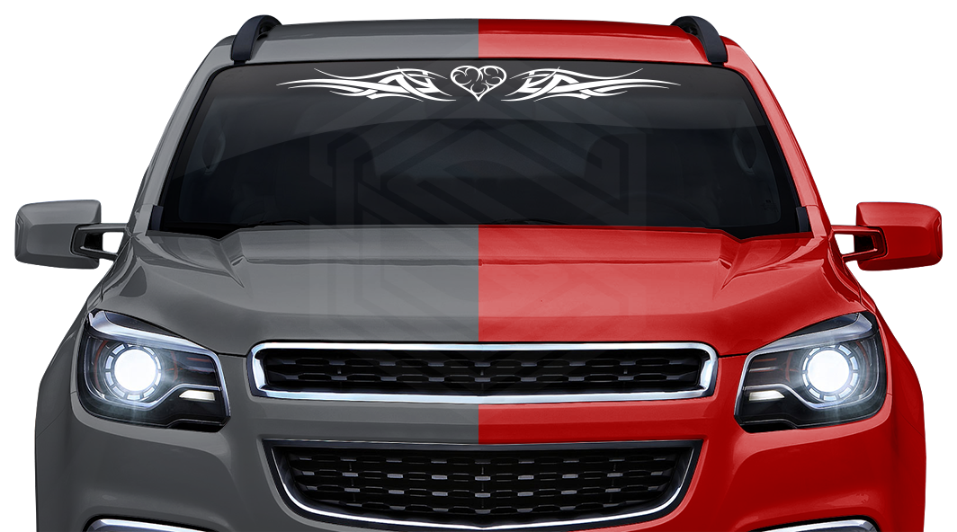 #126 HEART Decal Sticker Windshield Window Vinyl Graphic Banner Decoration Tribal Accent Design 36"x4.25"+