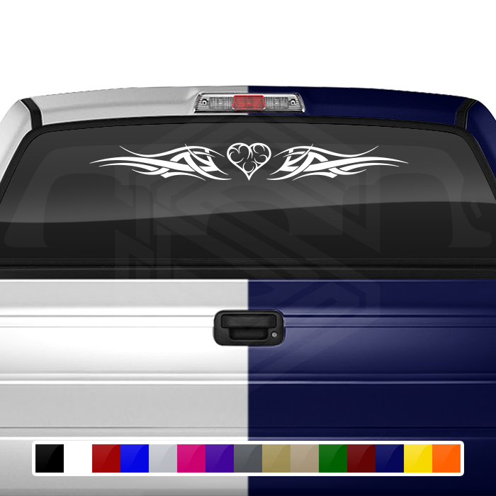 #126 HEART Decal Sticker Windshield Window Vinyl Graphic Banner Decoration Tribal Accent Design 36"x4.25"+