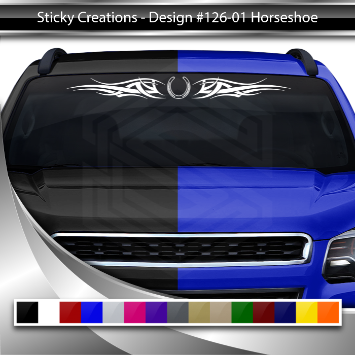 #126 HORSESHOE Decal Sticker Windshield Window Vinyl Graphic Banner Decoration Tribal Accent Design 36"x4.25"+