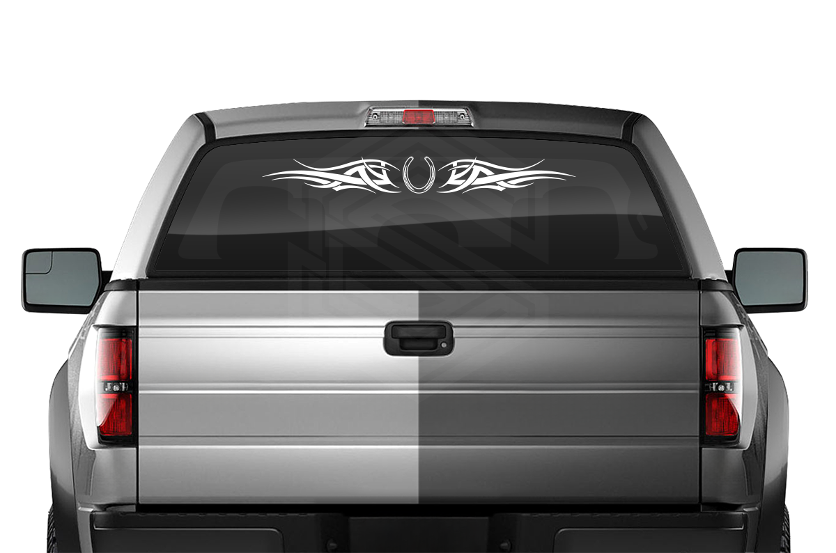 #126 HORSESHOE Decal Sticker Windshield Window Vinyl Graphic Banner Decoration Tribal Accent Design 36"x4.25"+