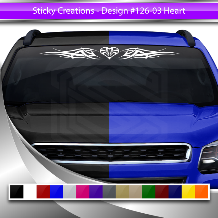 #126 HEART Decal Sticker Windshield Window Vinyl Graphic Banner Decoration Tribal Accent Design 36"x4.25"+