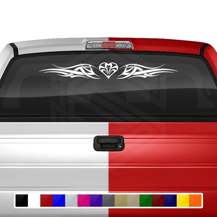 #126 HEART Decal Sticker Windshield Window Vinyl Graphic Banner Decoration Tribal Accent Design 36"x4.25"+