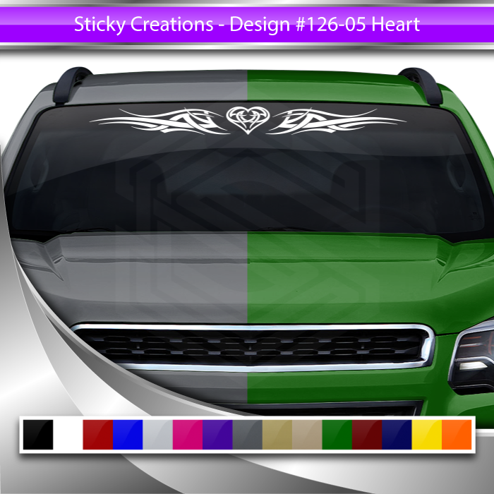 #126 HEART Decal Sticker Windshield Window Vinyl Graphic Banner Decoration Tribal Accent Design 36"x4.25"+