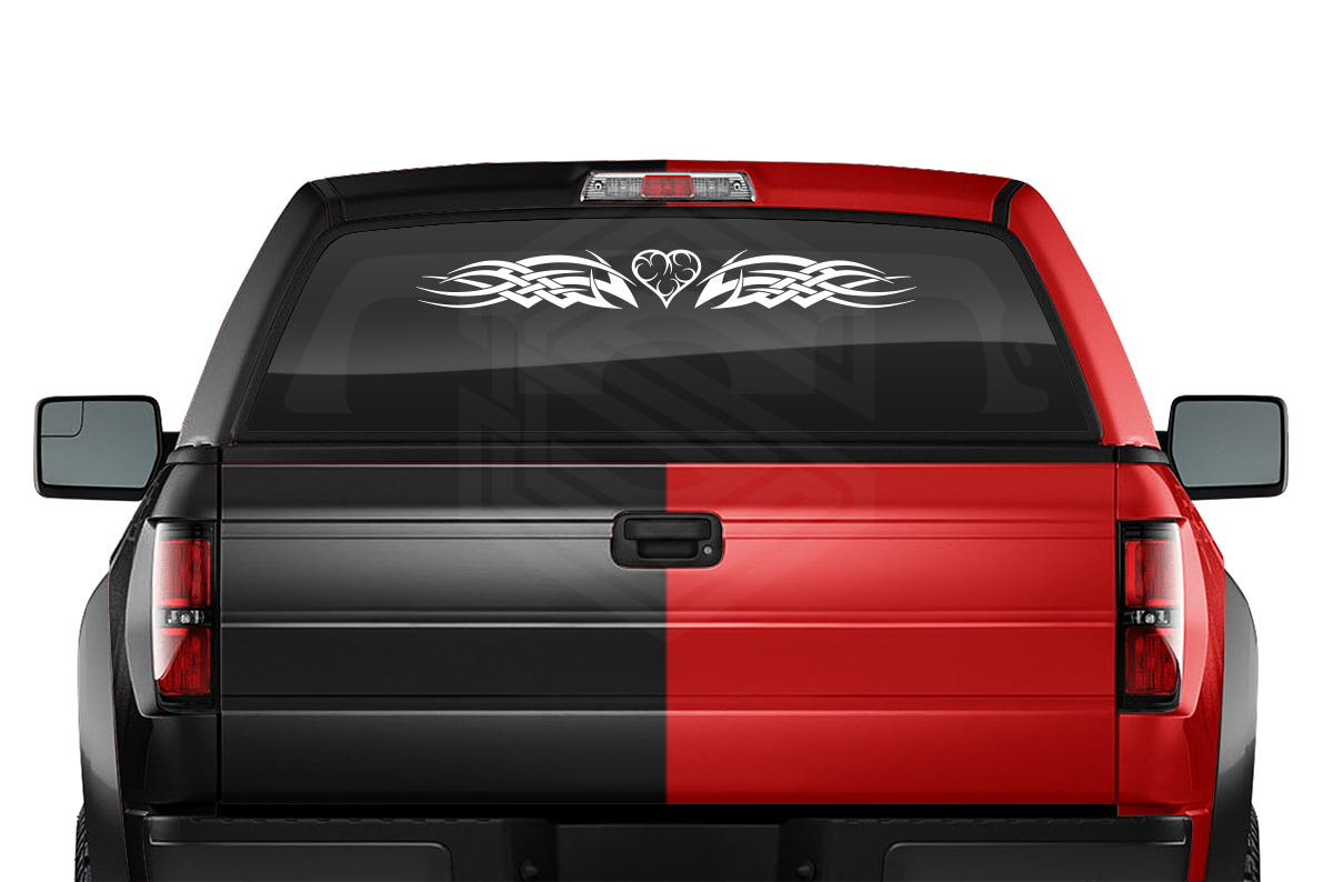 #128 HEART Decal Sticker Windshield Window Vinyl Graphic Banner Decoration Tribal Celtic Knot Design 36"x4.25"+