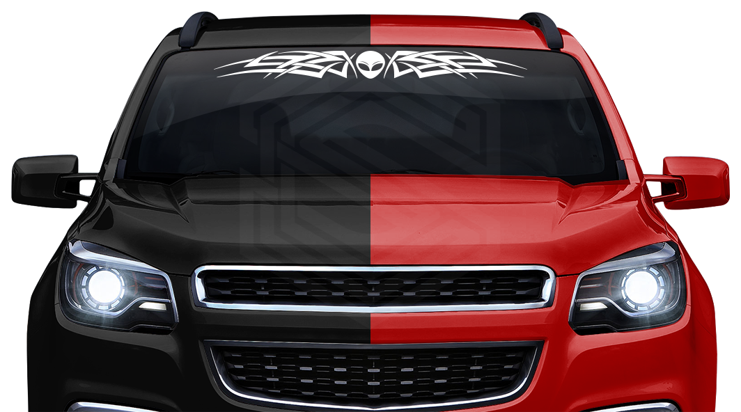 #129 ALIEN Head Decal Sticker Windshield Window Vinyl Graphic Banner Tribal Celtic Knot Design 36"x4.25"+