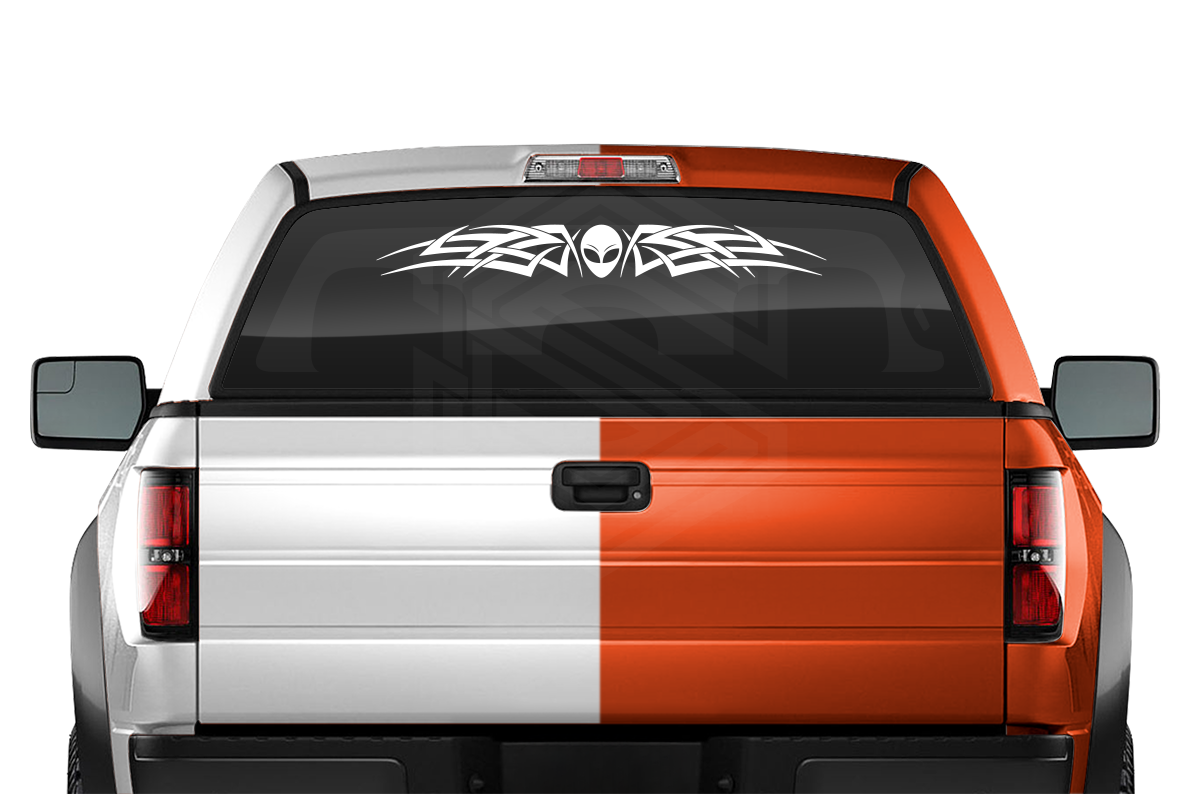 #129 ALIEN Head Decal Sticker Windshield Window Vinyl Graphic Banner Tribal Celtic Knot Design 36"x4.25"+