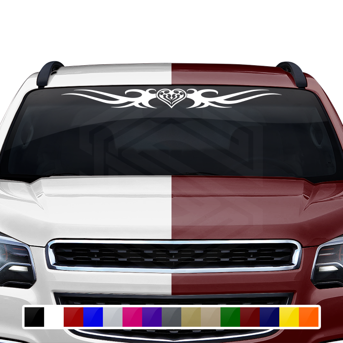 #133 HEART Decal Sticker Windshield Window Vinyl Graphic Banner Decoration Tribal Scroll Design 36"x4.25"+