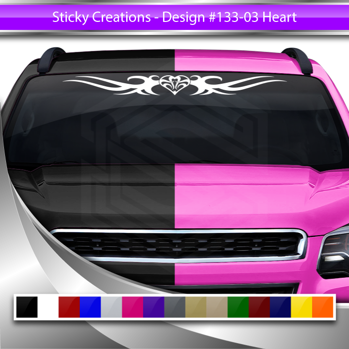 #133 HEART Decal Sticker Windshield Window Vinyl Graphic Banner Decoration Tribal Scroll Design 36"x4.25"+