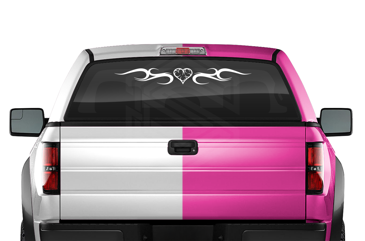 #134 HEART Decal Sticker Windshield Window Vinyl Graphic Banner Decoration Tribal Swirl Design 36"x4.25"+