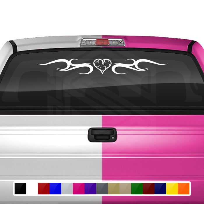 #134 HEART Decal Sticker Windshield Window Vinyl Graphic Banner Decoration Tribal Swirl Design 36"x4.25"+