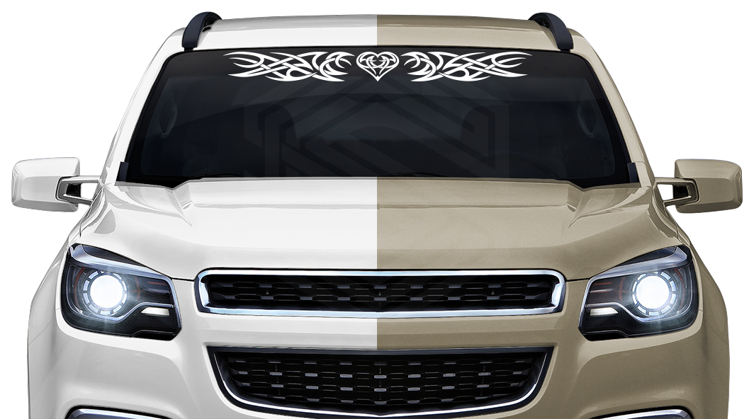 #145 HEART Decal Sticker Windshield Window Vinyl Graphic Banner Decoration Tribal Scroll Design 36"x4.25"+