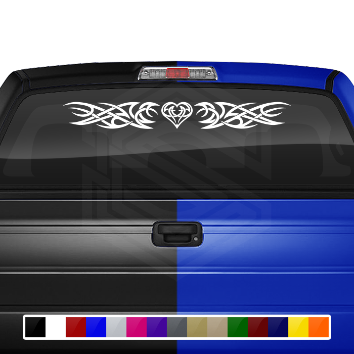 #145 HEART Decal Sticker Windshield Window Vinyl Graphic Banner Decoration Tribal Scroll Design 36"x4.25"+