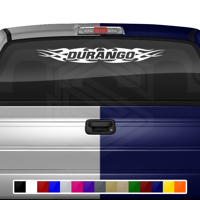 #148 DURANGO DGO Mexico Decal Sticker Windshield Window Vinyl Graphic Banner Decoration Tribal Flame Design 36"x4.25"+