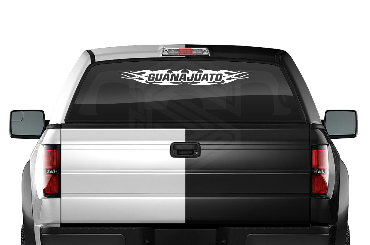 #148 GUANAJUATO GTO Mexico Decal Sticker Windshield Window Vinyl Graphic Banner Decoration Tribal Flame Design 36"x4.25"+