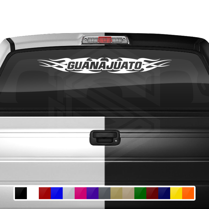 #148 GUANAJUATO GTO Mexico Decal Sticker Windshield Window Vinyl Graphic Banner Decoration Tribal Flame Design 36"x4.25"+