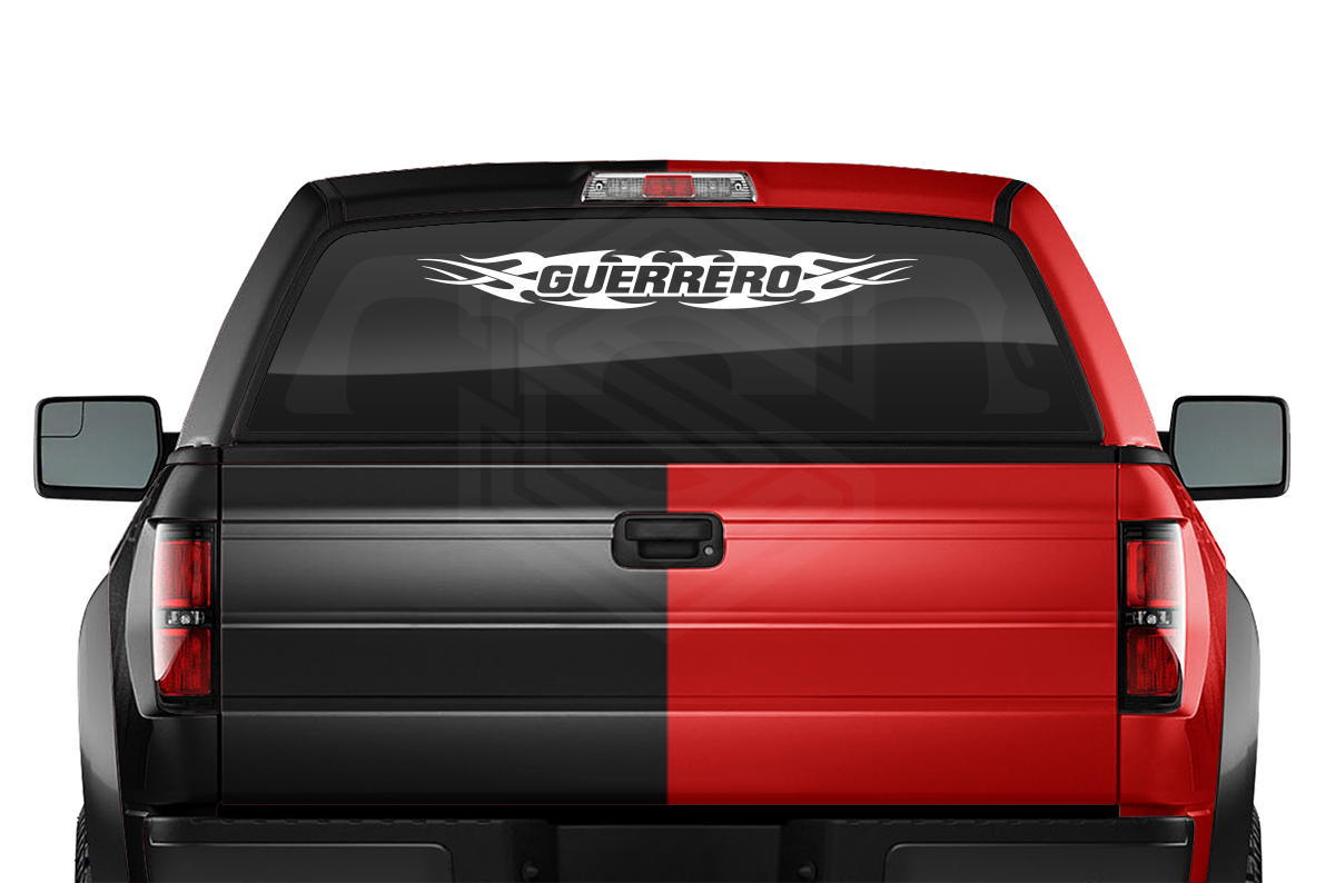 #148 GUERRERO GRO Mexico Decal Sticker Windshield Window Vinyl Graphic Banner Decoration Tribal Flame Design 36"x4.25"+
