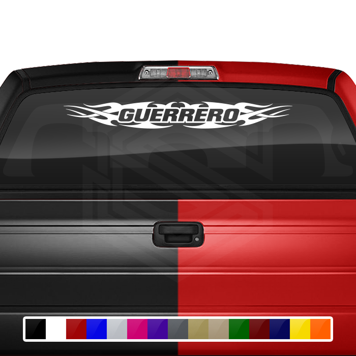#148 GUERRERO GRO Mexico Decal Sticker Windshield Window Vinyl Graphic Banner Decoration Tribal Flame Design 36"x4.25"+
