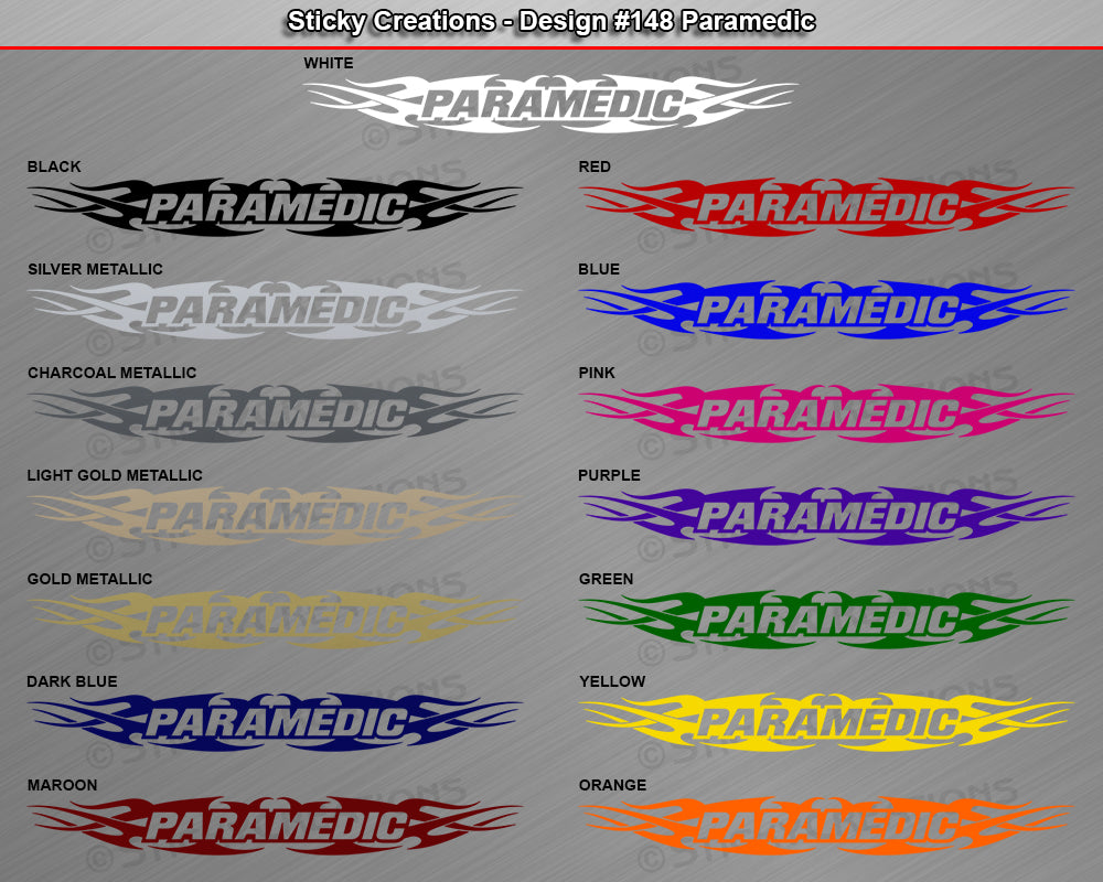 #148 PARAMEDIC Decal Sticker Windshield Window Vinyl Graphic Banner Decoration Tribal Flame Design 36"x4.25"