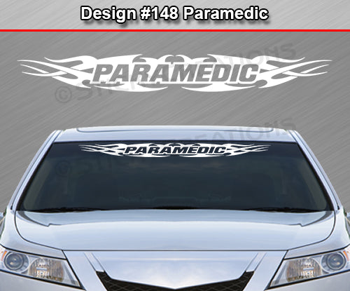 #148 PARAMEDIC Decal Sticker Windshield Window Vinyl Graphic Banner Decoration Tribal Flame Design 36"x4.25"
