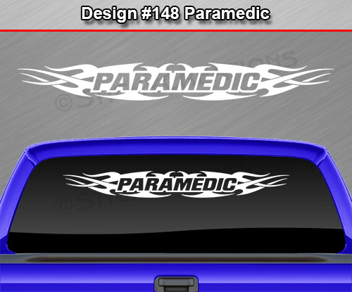 #148 PARAMEDIC Decal Sticker Windshield Window Vinyl Graphic Banner Decoration Tribal Flame Design 36"x4.25"