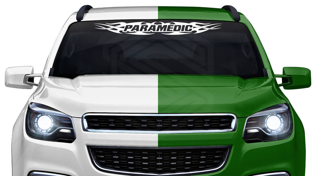 #148 PARAMEDIC Decal Sticker Windshield Window Vinyl Graphic Banner Decoration Tribal Flame Design 36"x4.25"