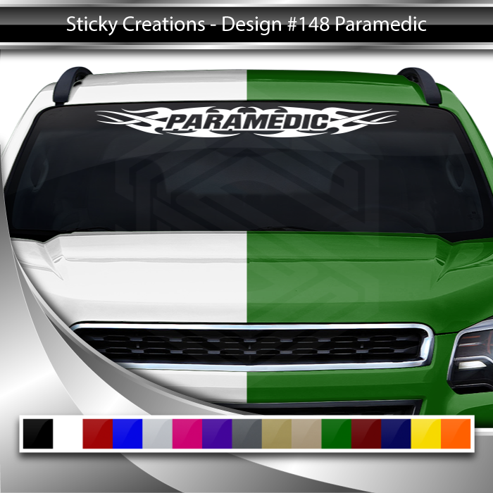 #148 PARAMEDIC Decal Sticker Windshield Window Vinyl Graphic Banner Decoration Tribal Flame Design 36"x4.25"