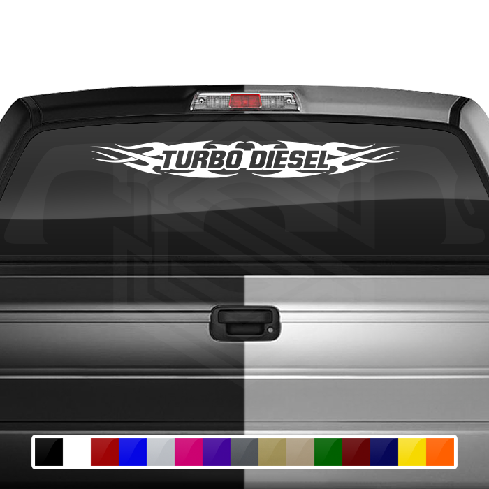 #148 TURBO DIESEL Decal Sticker Windshield Window Vinyl Graphic Banner Decoration Tribal Flame Design 36"x4.25"+