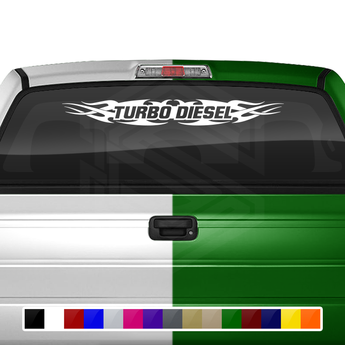 #148 TURBO DIESEL Decal Sticker Windshield Window Vinyl Graphic Banner Decoration Tribal Flame Design 36"x4.25"+