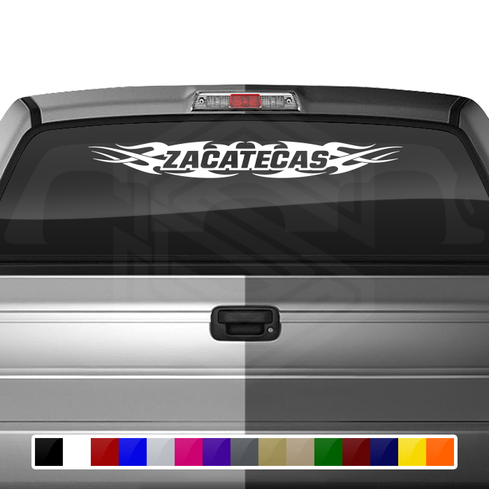 #148 ZACATECAS ZAC Mexico Decal Sticker Windshield Window Vinyl Graphic Banner Decoration Tribal Flame Design 36"x4.25"+