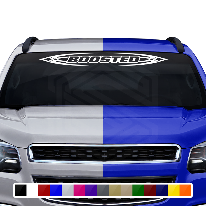#150 BOOSTED Decal Sticker Windshield Window Vinyl Graphic Banner Decoration Tribal Flame Design 36"x4.25"+