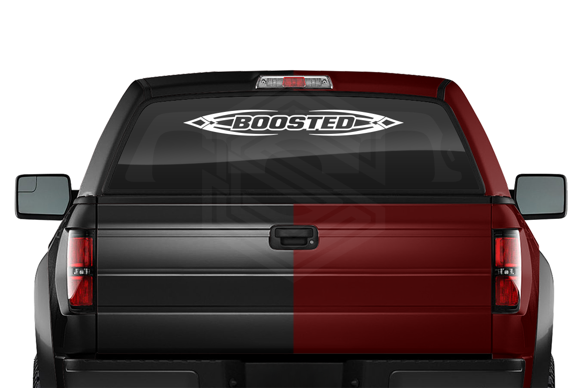 #150 BOOSTED Decal Sticker Windshield Window Vinyl Graphic Banner Decoration Tribal Flame Design 36"x4.25"+